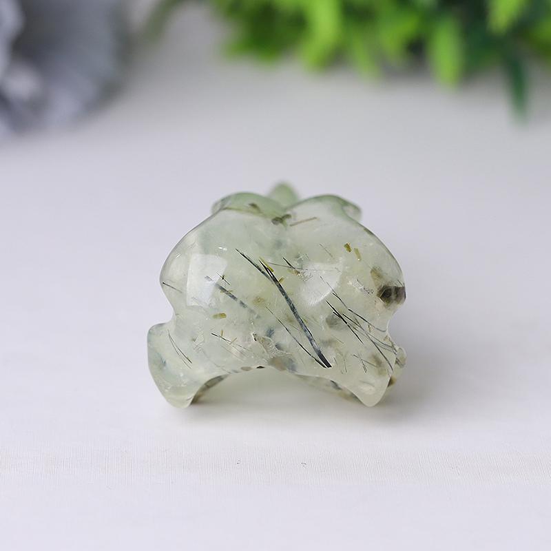 3.5" Natural Prehnite Crow Skull Head Healing Carving Epidote Animal BulkBest Crystal Wholesalers
