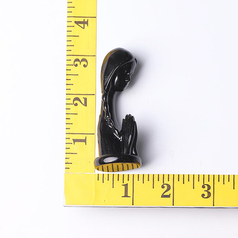 3" Black Obsidian Pray Lady Crystal Carvings Model Bulk Best Crystal Wholesalers