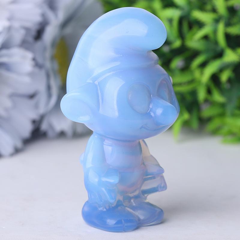 3.2" Blue Opalite Smurfs Crystal Carvings Cartoon Bulk Best Crystal Wholesalers