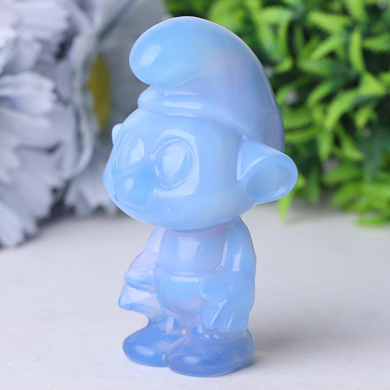 3.2" Blue Opalite Smurfs Crystal Carvings Cartoon Bulk Best Crystal Wholesalers