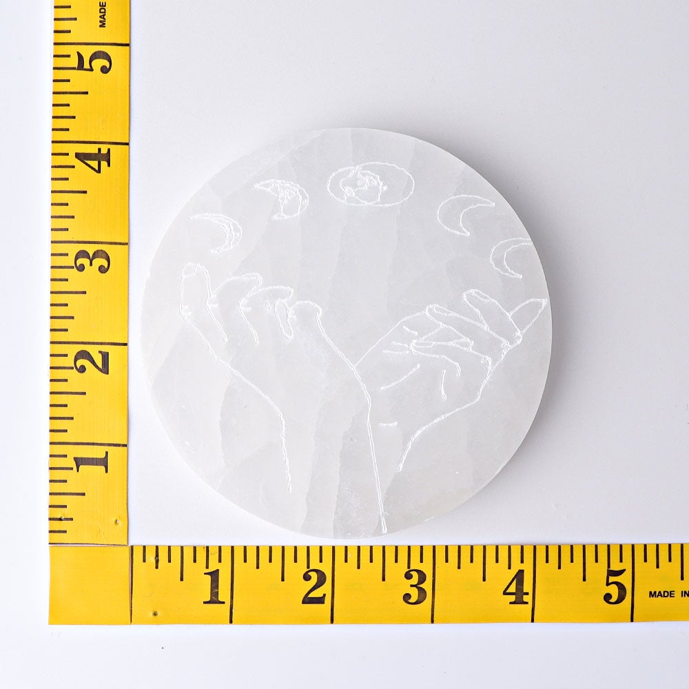 4" Selenite Coaster with Printing Best Crystal Wholesalers