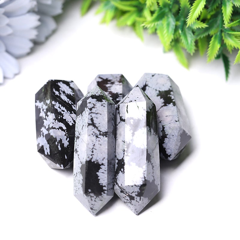 2" Snowflake Jasper Double Terminated Towers Points Bulk Best Crystal Wholesalers