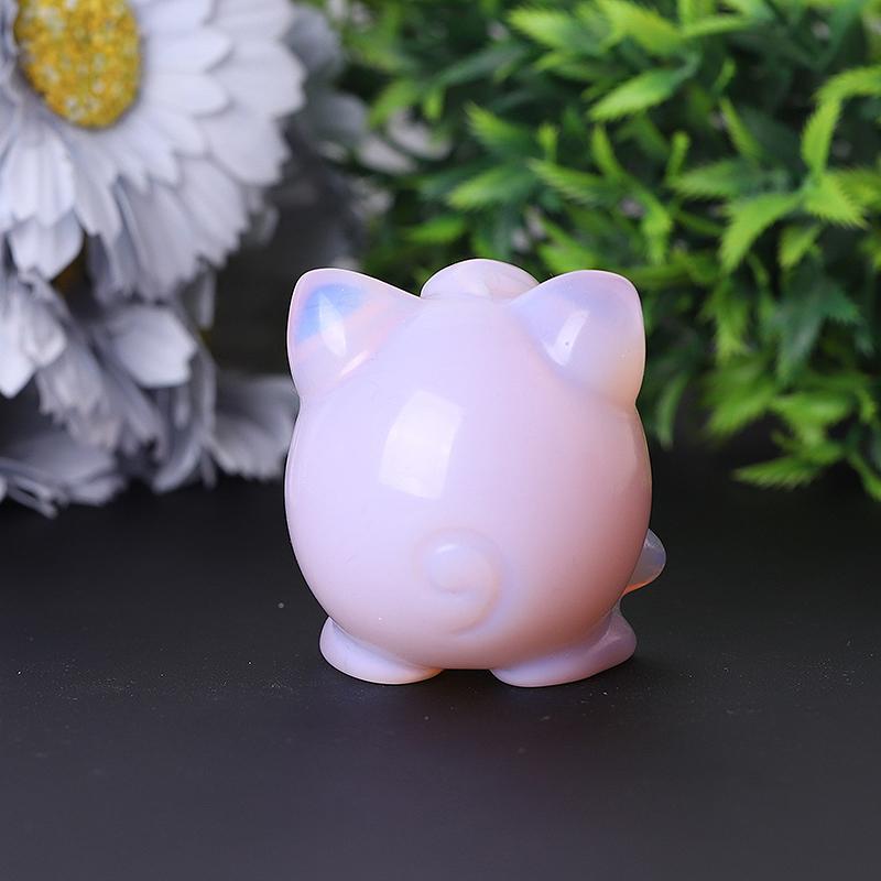 2" Pink Opalite Jigglypuff Carving Figurine Healing Decoration Cartoon Bulk Best Crystal Wholesalers