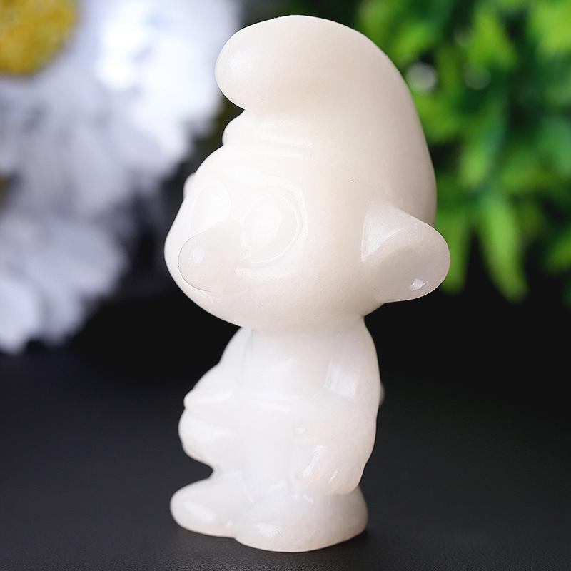 2.6" White Jade The Smurfs Crystal Carvings Cartoon Bulk Best Crystal Wholesalers